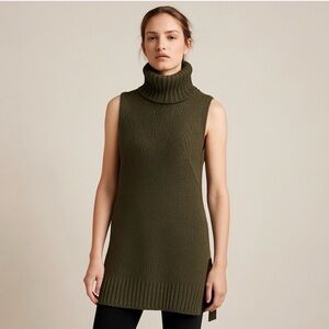 MOTH Olive Green Turtleneck Sleeveless Sweater